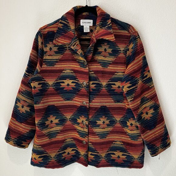 Vintage Aztec Jacket Alfred Dunner Women’s 12 Western Button Front Pockets - Picture 1 of 7